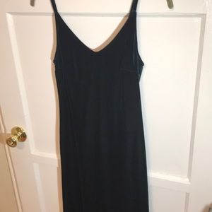 Vintage Dark Green Velvet Long Evening Gown Dress